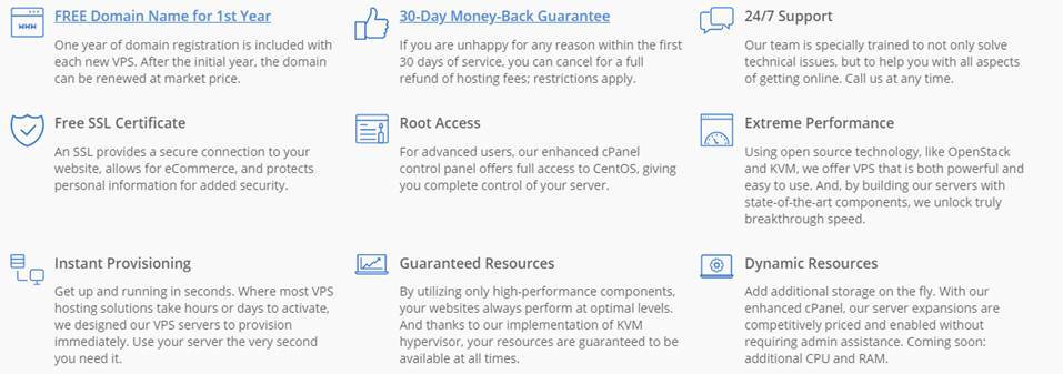 bluehost vps features
